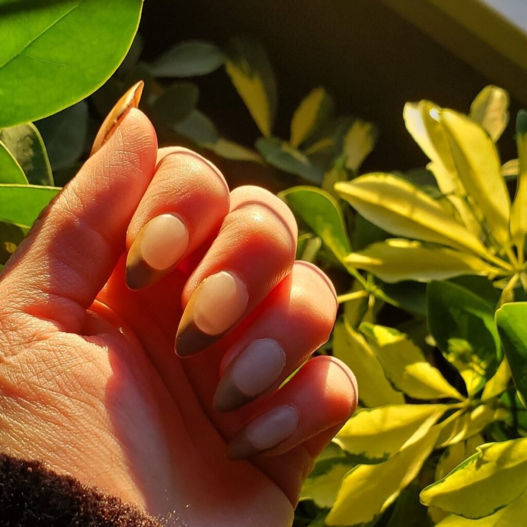 Olive French Tips Simple Thanksgiving Nails