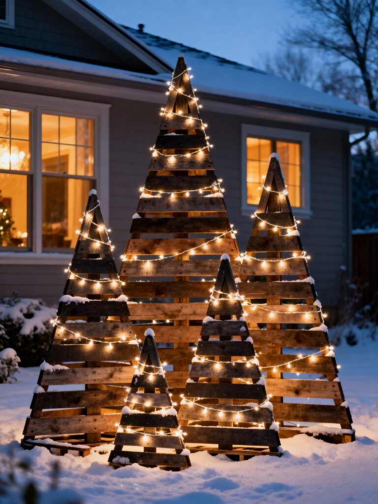 Outdoor Pallet Tree Forest Cluster Christmas Decor