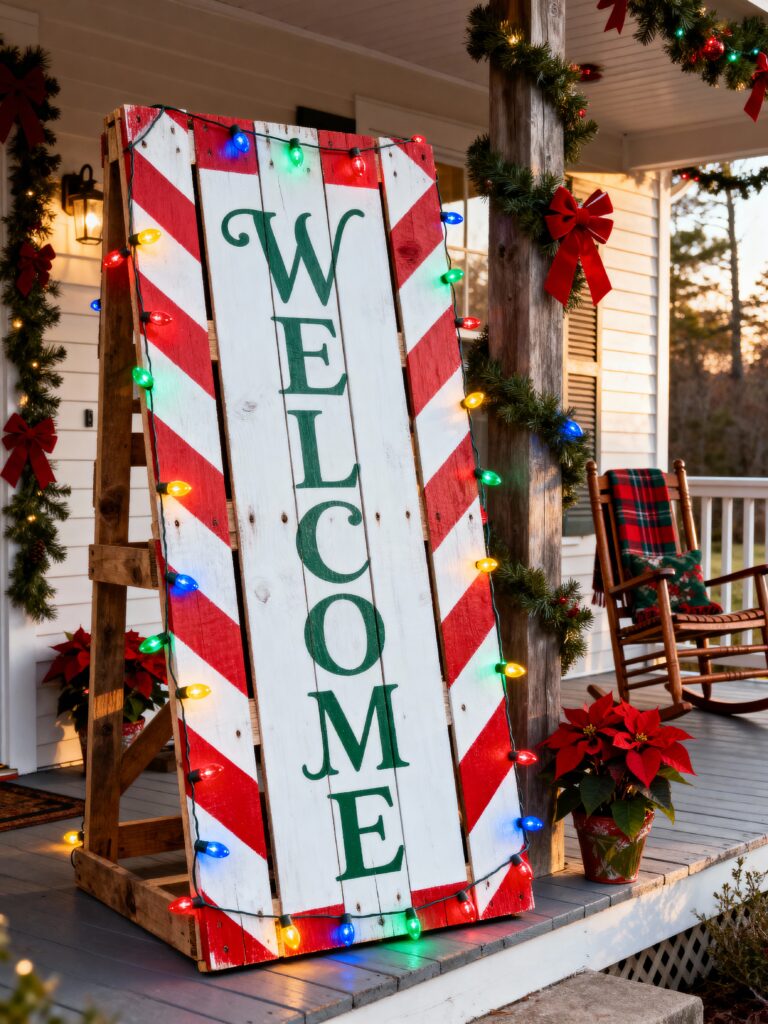 Pallet Porch Welcome Sign Christmas Decor 2