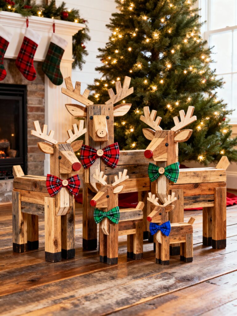 Pallet Wood Reindeer Herd Christmas Decor 1