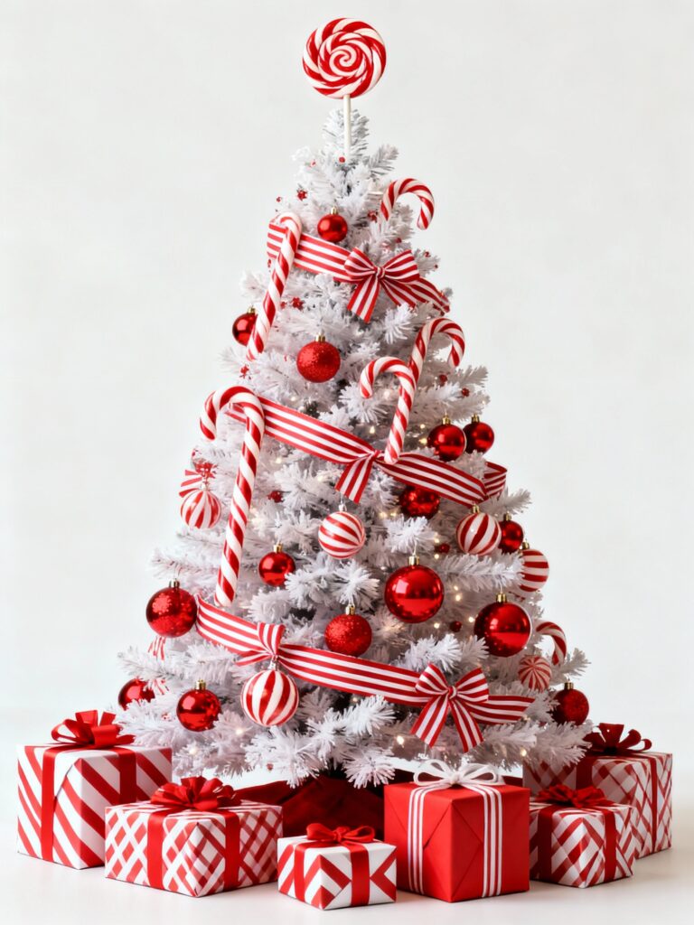 Red-and-White Peppermint Christmas Tree