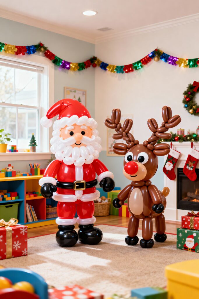 Santa and Reindeer Balloon Kids Corner Decor