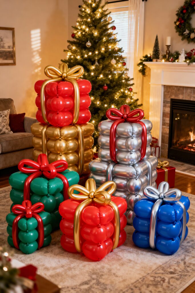 Stacked Balloon Christmas Presents Decor