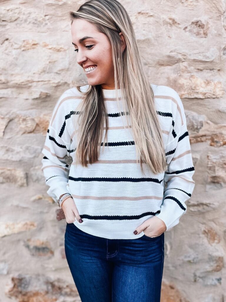 Striped White Sweater