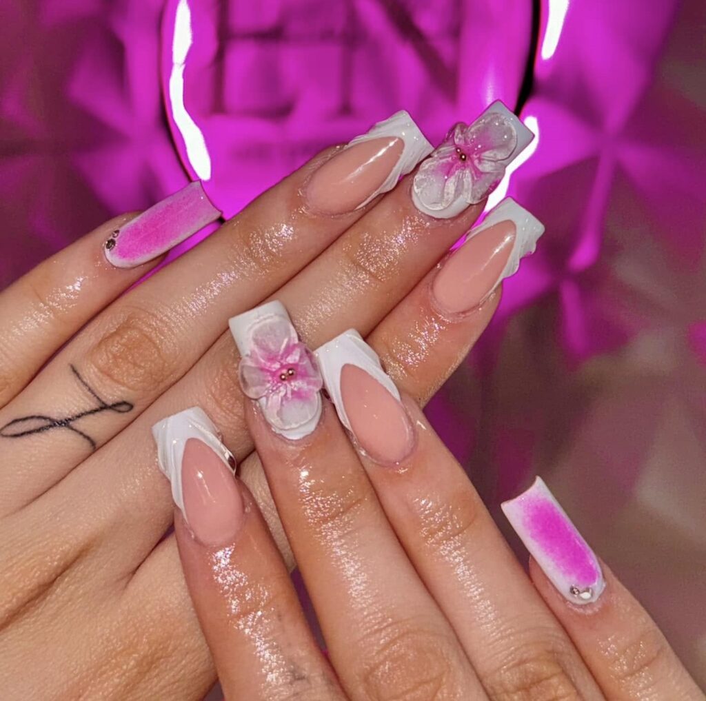 Thanksgiving Acrylic Nails with Floral 3D Art