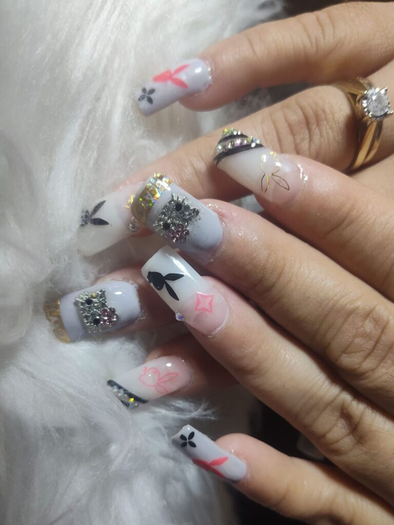 Thanksgiving Acrylic Nails with Mixed Designs