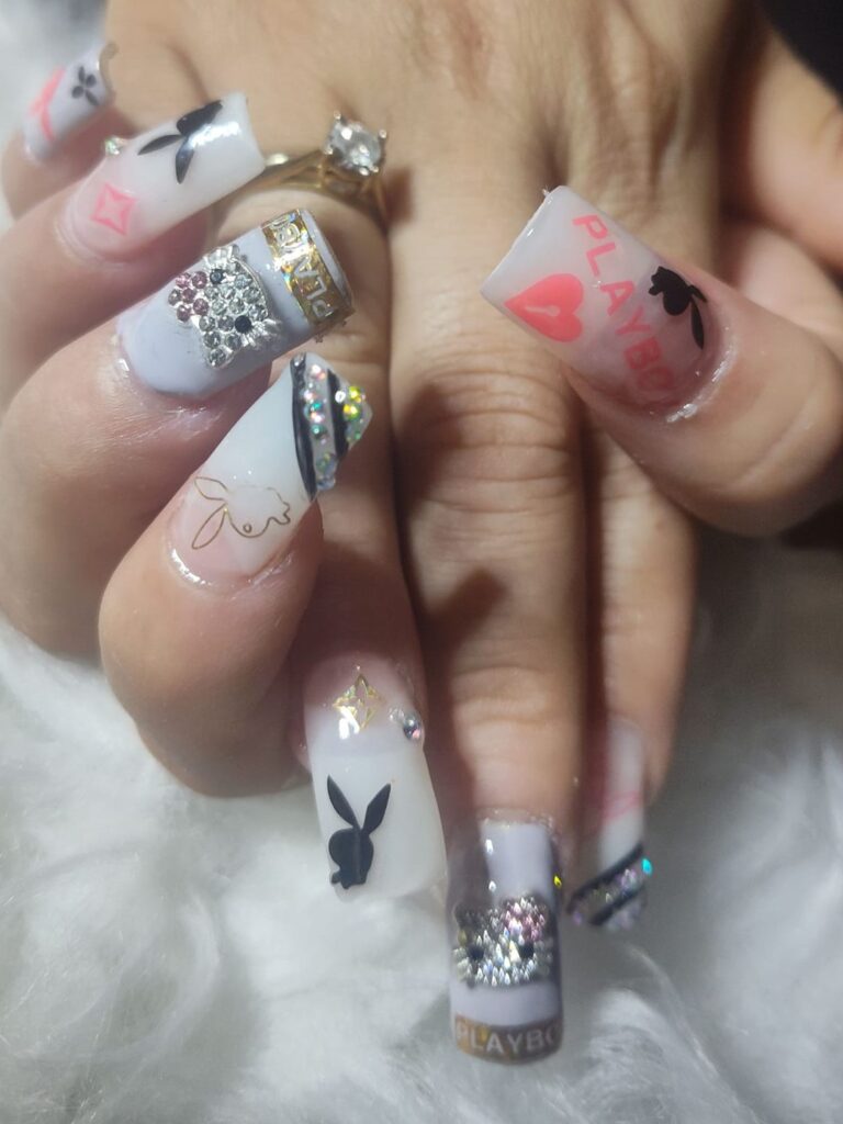 Thanksgiving Acrylic Nails with Playful Icons