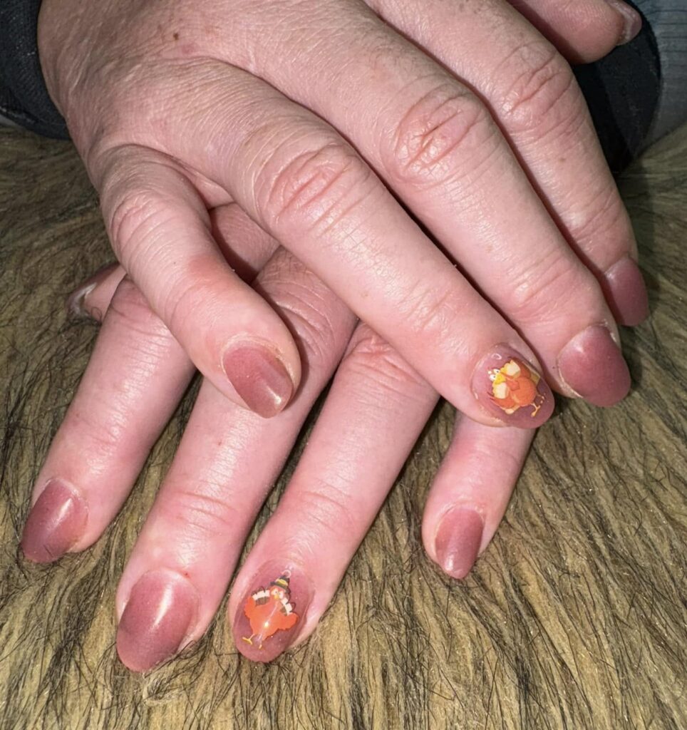 Turkey Accent Simple Thanksgiving Nails