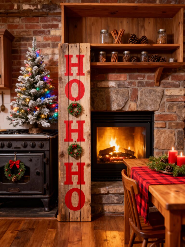 Vertical Pallet HO HO HO Sign Christmas Decor (1)