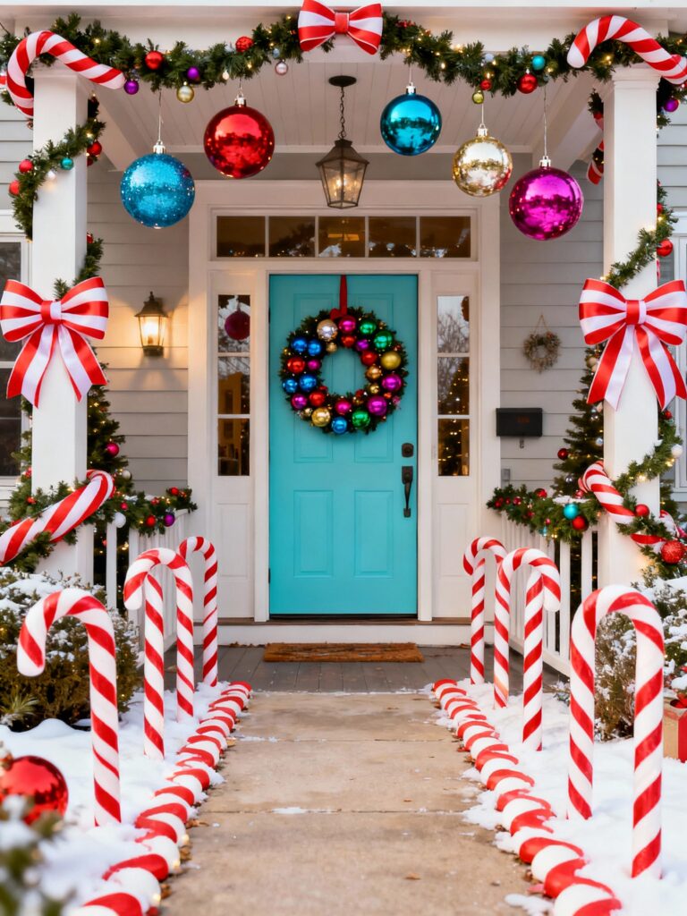 Whimsical Candy Cane Doorstep Candy Cane Christmas Doorstep decorations