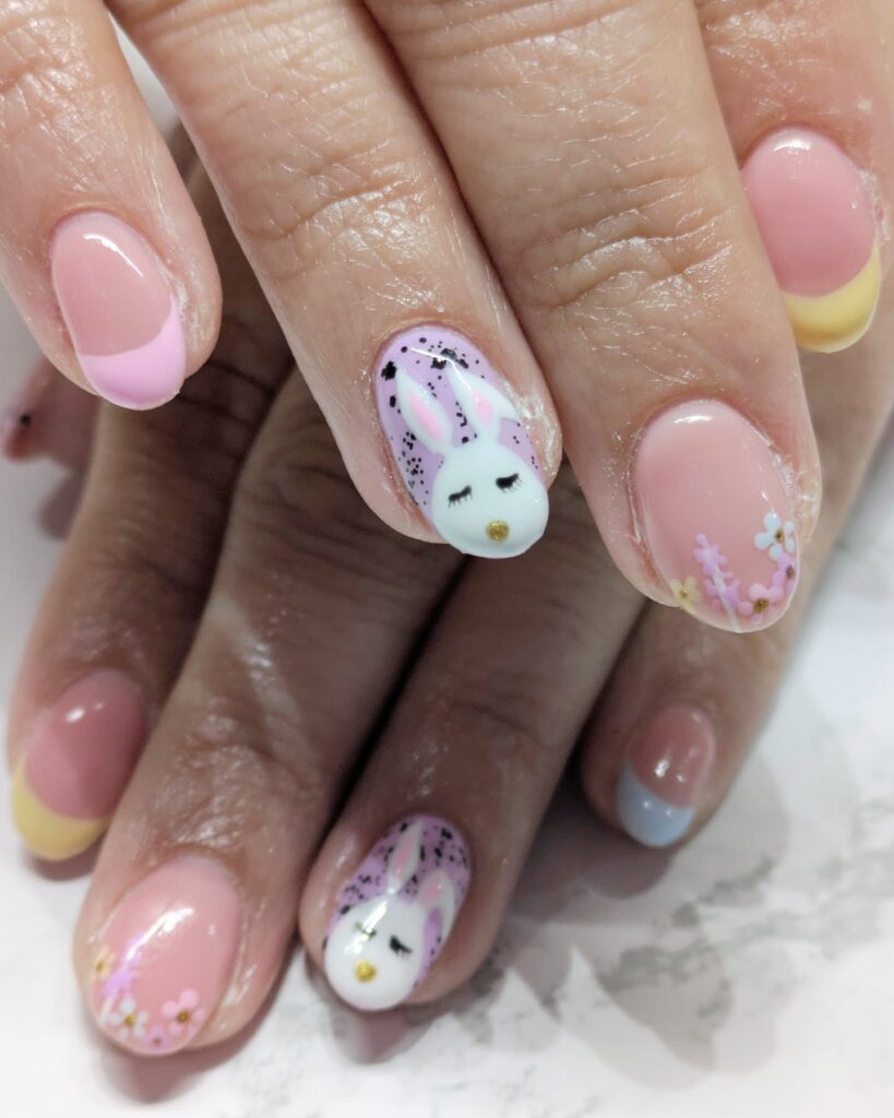 Bunny French Easter Nails