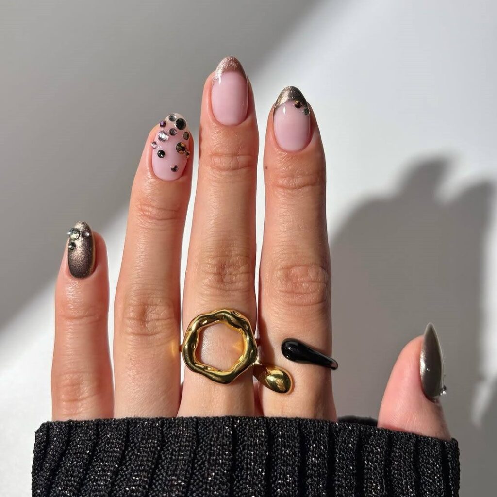 Champagne Tips With Crystal Sparkle