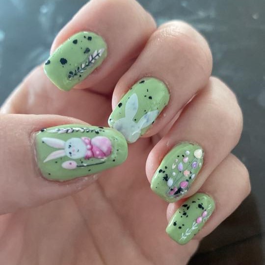Green Spring Bunny Nails