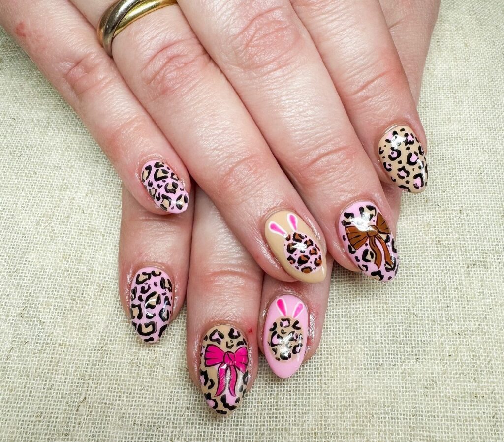 Leopard Bunny Easter Nails