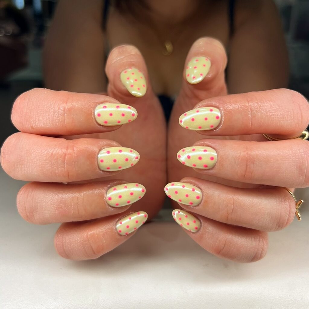 Light Yellow Polka Dot Nails