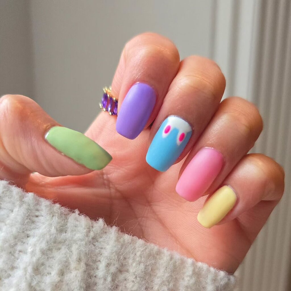 Pastel Bunny Easter Nails Pastel Bunny Easter Nails