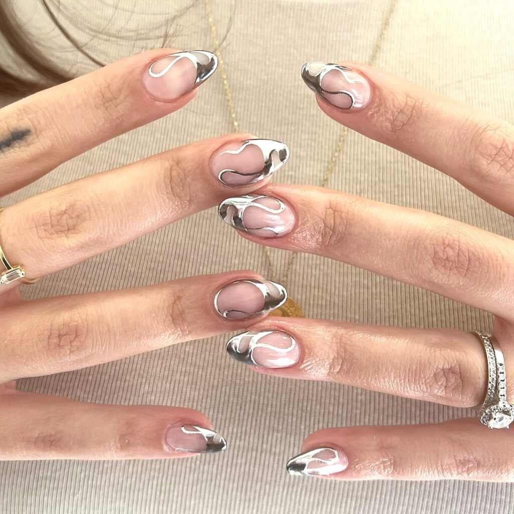 Pastel Glow Silver Nails
