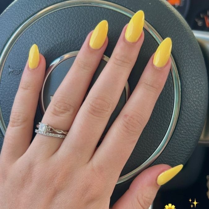 Solid Yellow Almond Nails