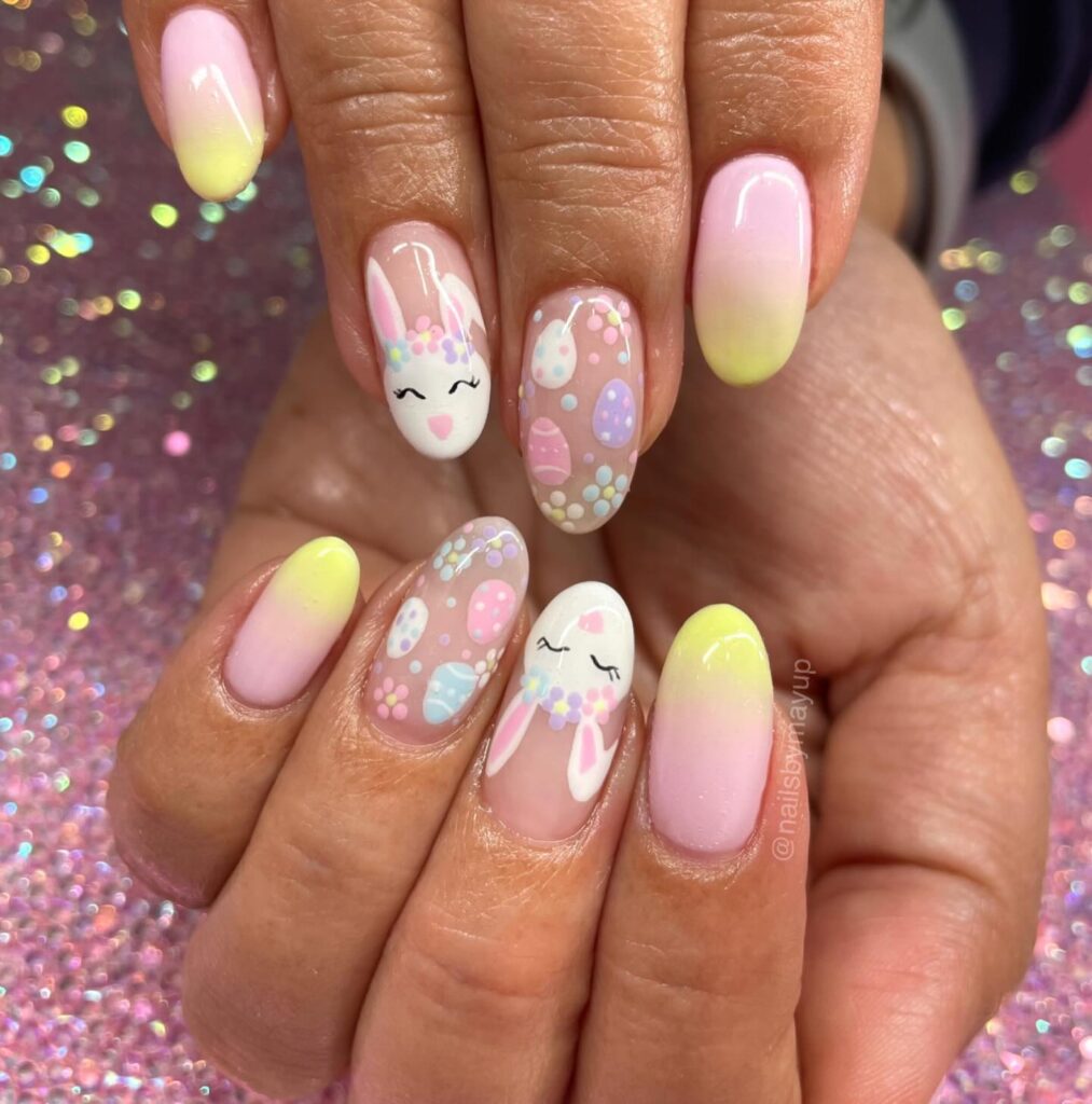 Spring Bunny and Egg Nails
