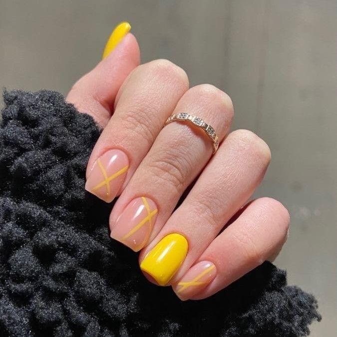 Yellow Criss-Cross Nails