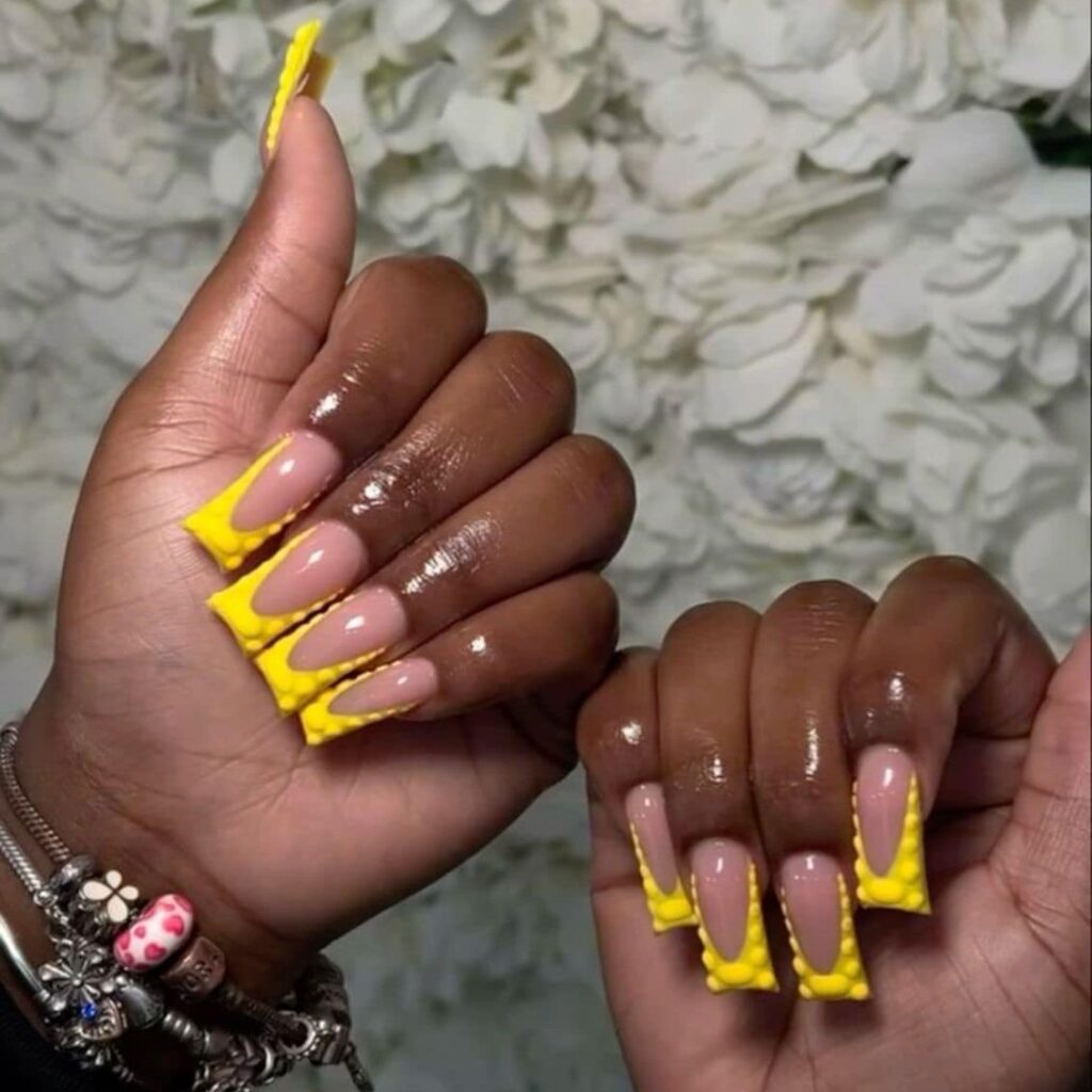 Yellow Drip French Tips
