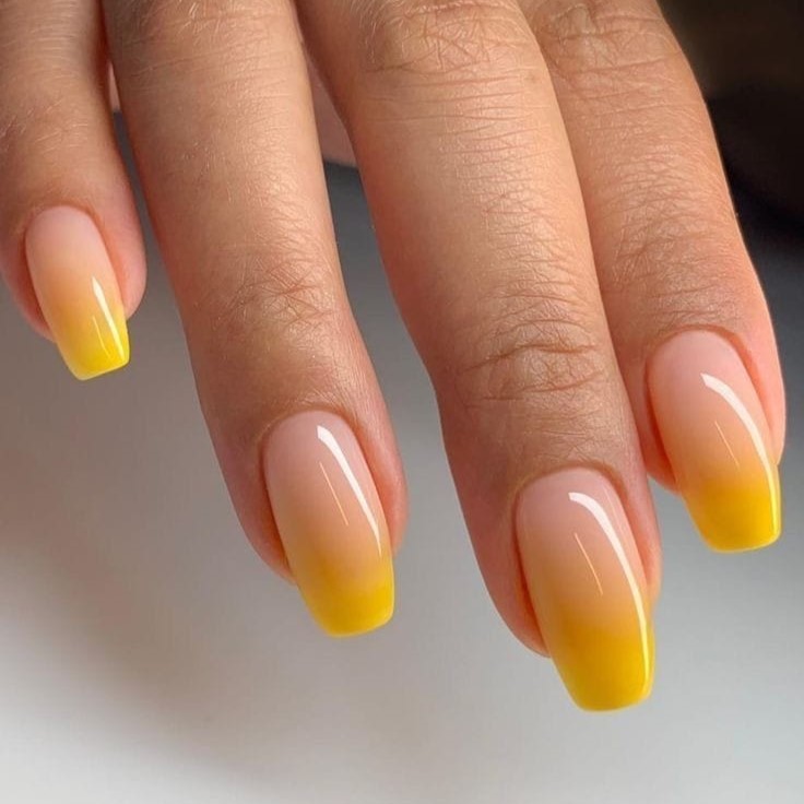 Yellow Ombre Glow Nails