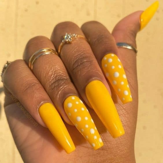Yellow Polka Dot Nails