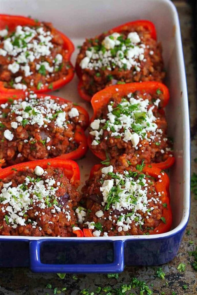 Spinach and Feta Stuffed Peppers