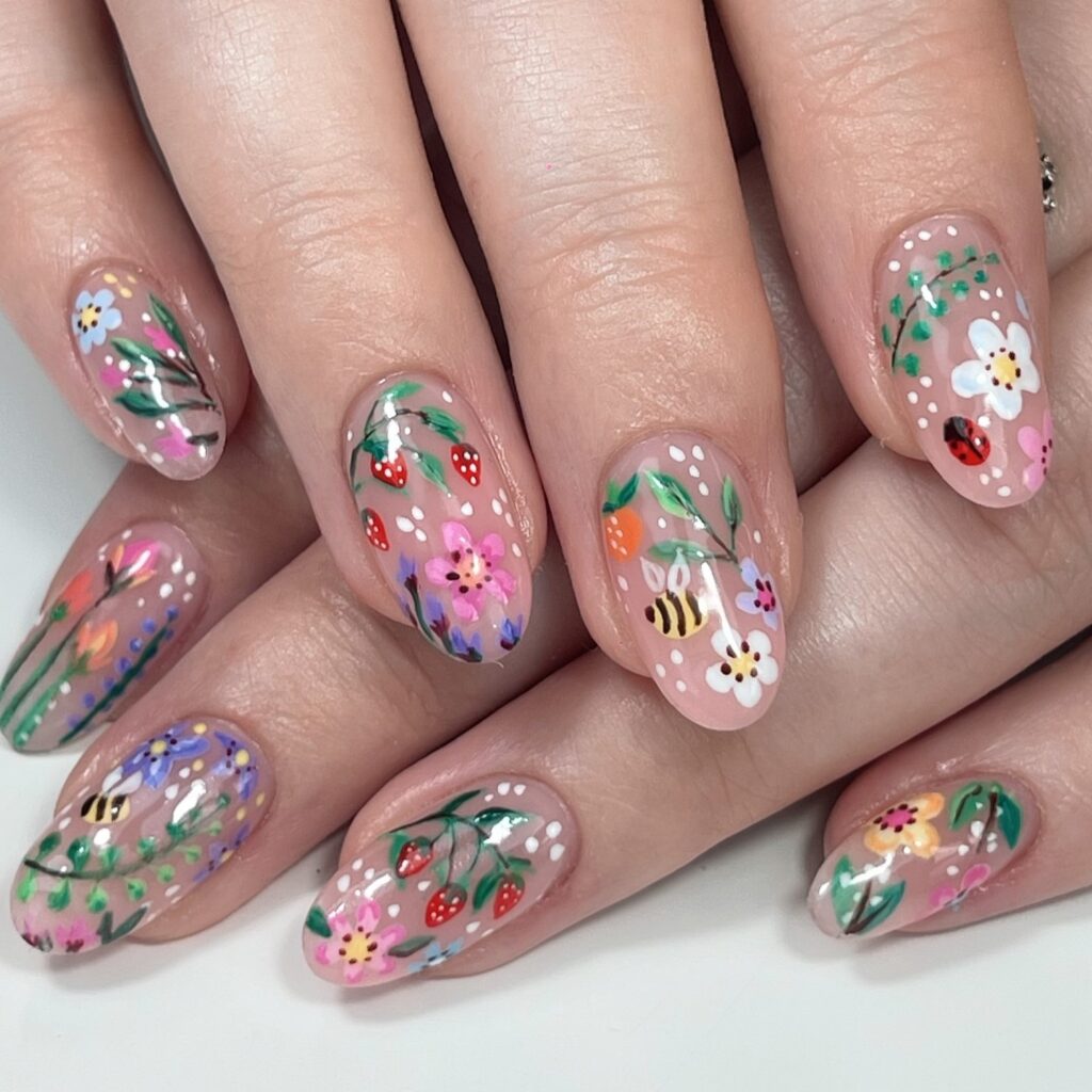 Garden Inspired Floral Spring Nails