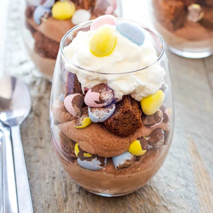 Mini Eggs Easter Brownie Parfaits