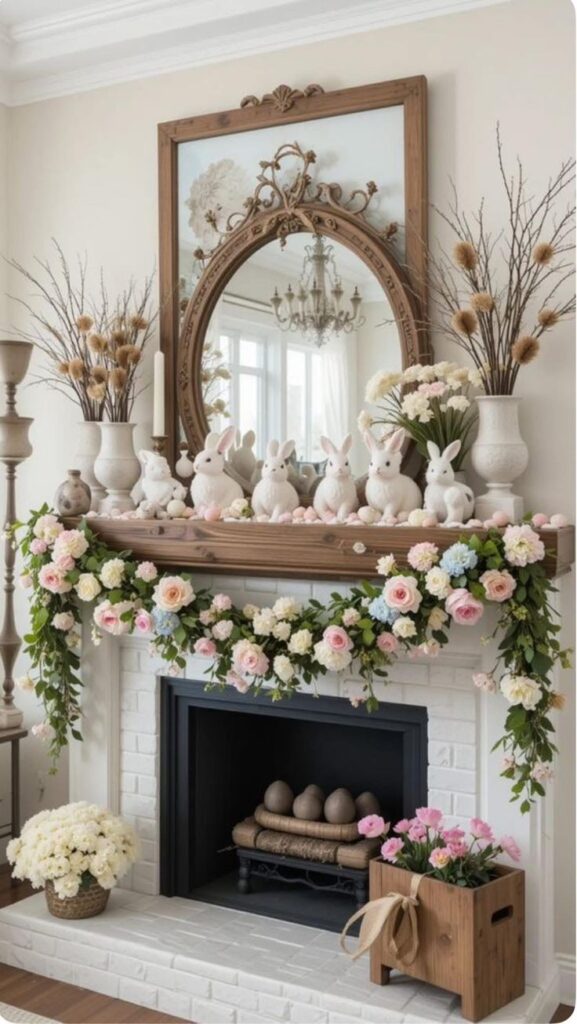 Spring Mantel Decor