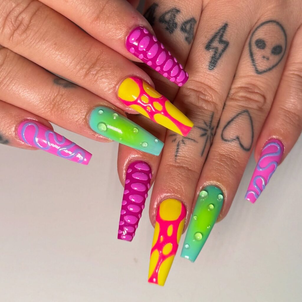 Bright Neon Mix Design Bright Neon Mix april nails