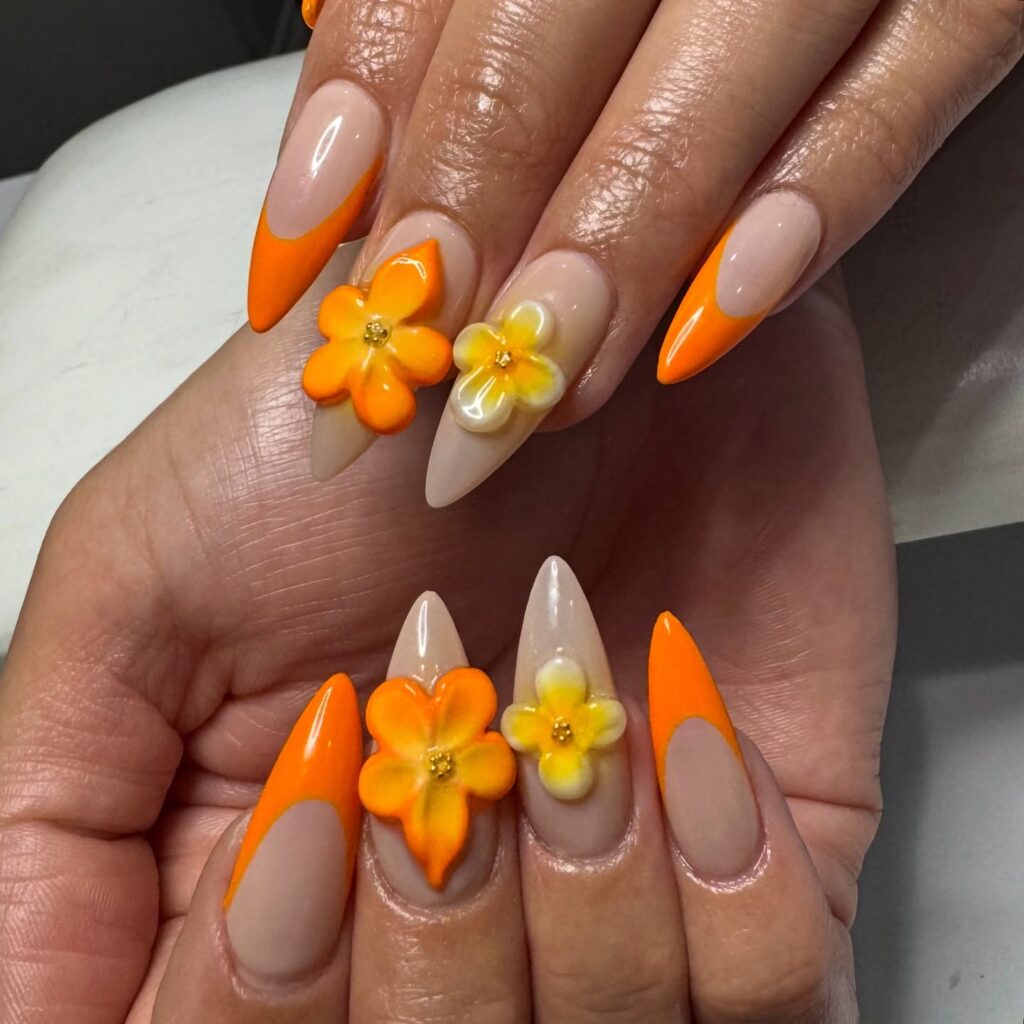 Orange 3D Flower Statement