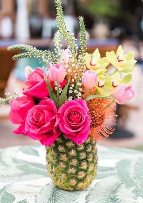 Pineapple Vase With Flowers
