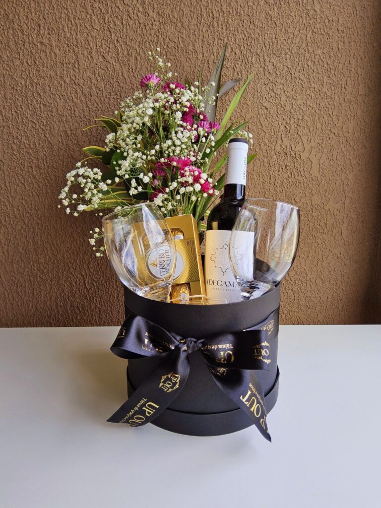 Wine With Flowers Combo Basket Idea