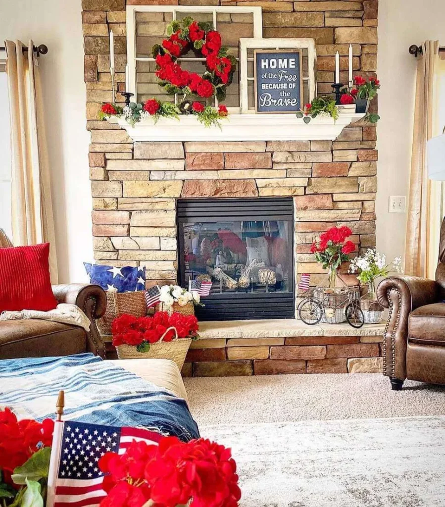 4th of July Rustic Mantel Decor