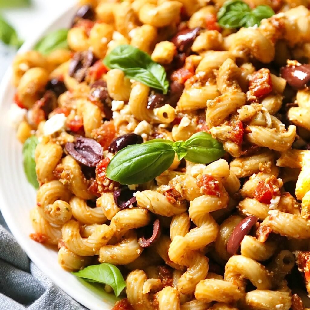 Pesto Pasta Salad with Sun Dried Tomatoes