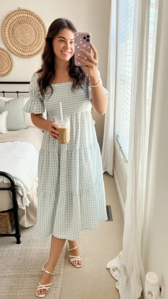 Soft Gingham Midi Dress for Easy Summer Days